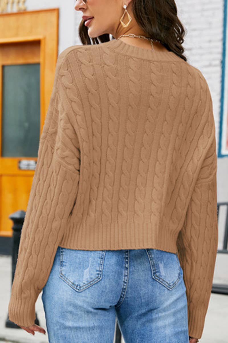 CWOSWL6803_CREW NECK CABLE KNIT LOOSE CROPPED SWEATER