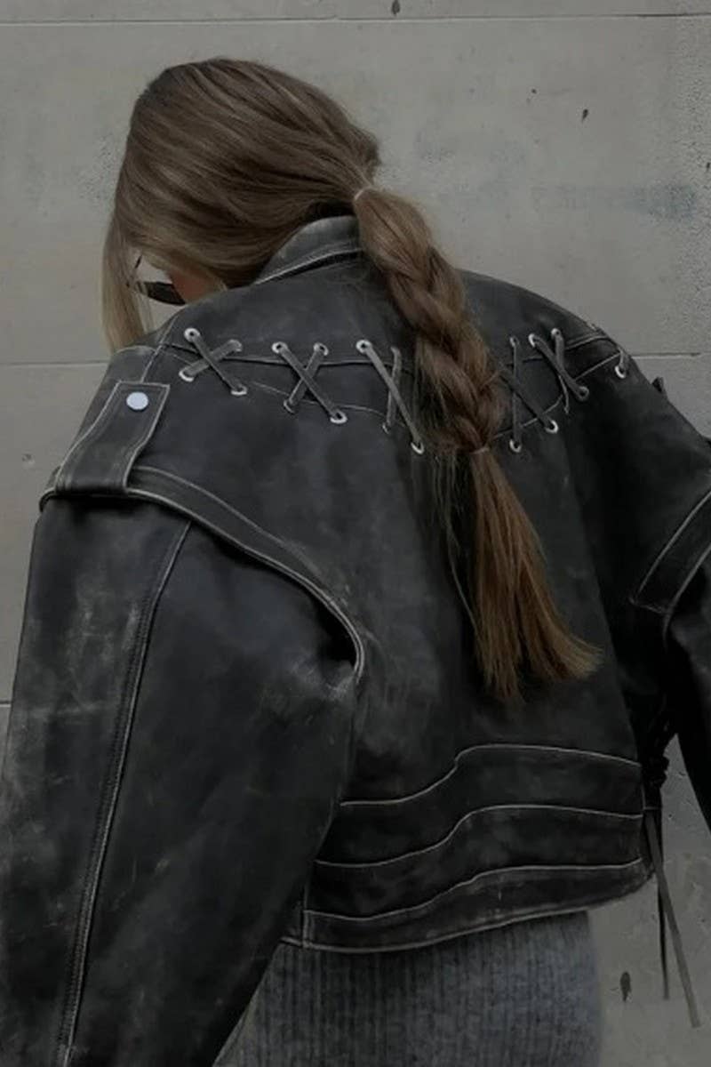 CWOCO1076_VINTAGE WOVEN PU LEATHER JACKET