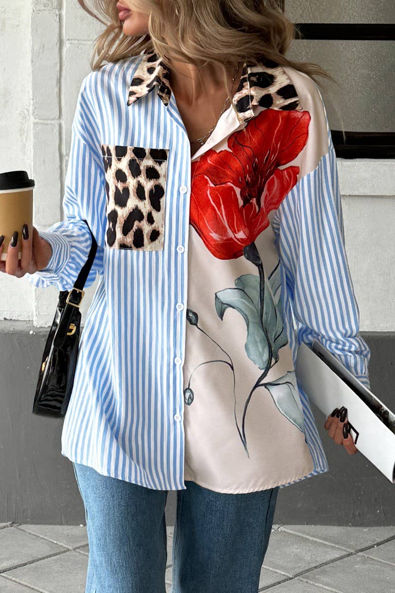 CWTSTL00957_CASUAL PRINTED STRIPED LONG-SLEEVED SHIRT