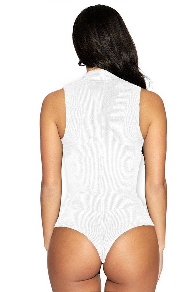 CWSJS1377_SUMMER SEXY HALF TURTLENECK SLEEVELESS BODYSUIT