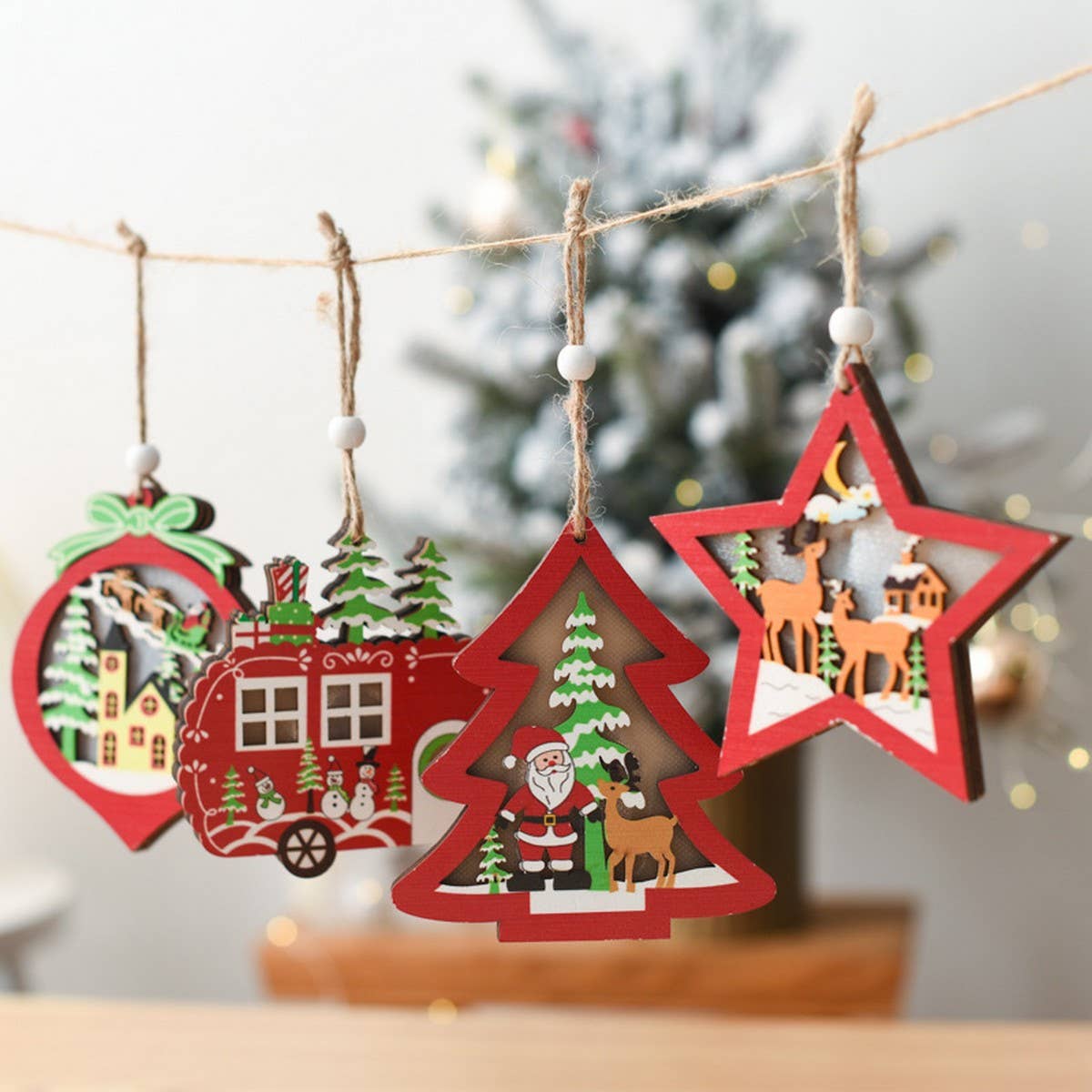 WOODEN LUMINOUS PENDANT CHRISTMAS DECORATIONS_CWMM2935