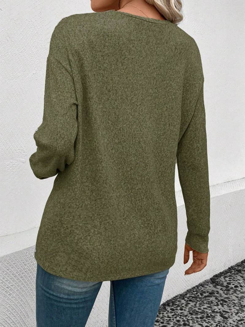 CASUAL LOOSE SOLID COLOR CREW NECK SWEATER