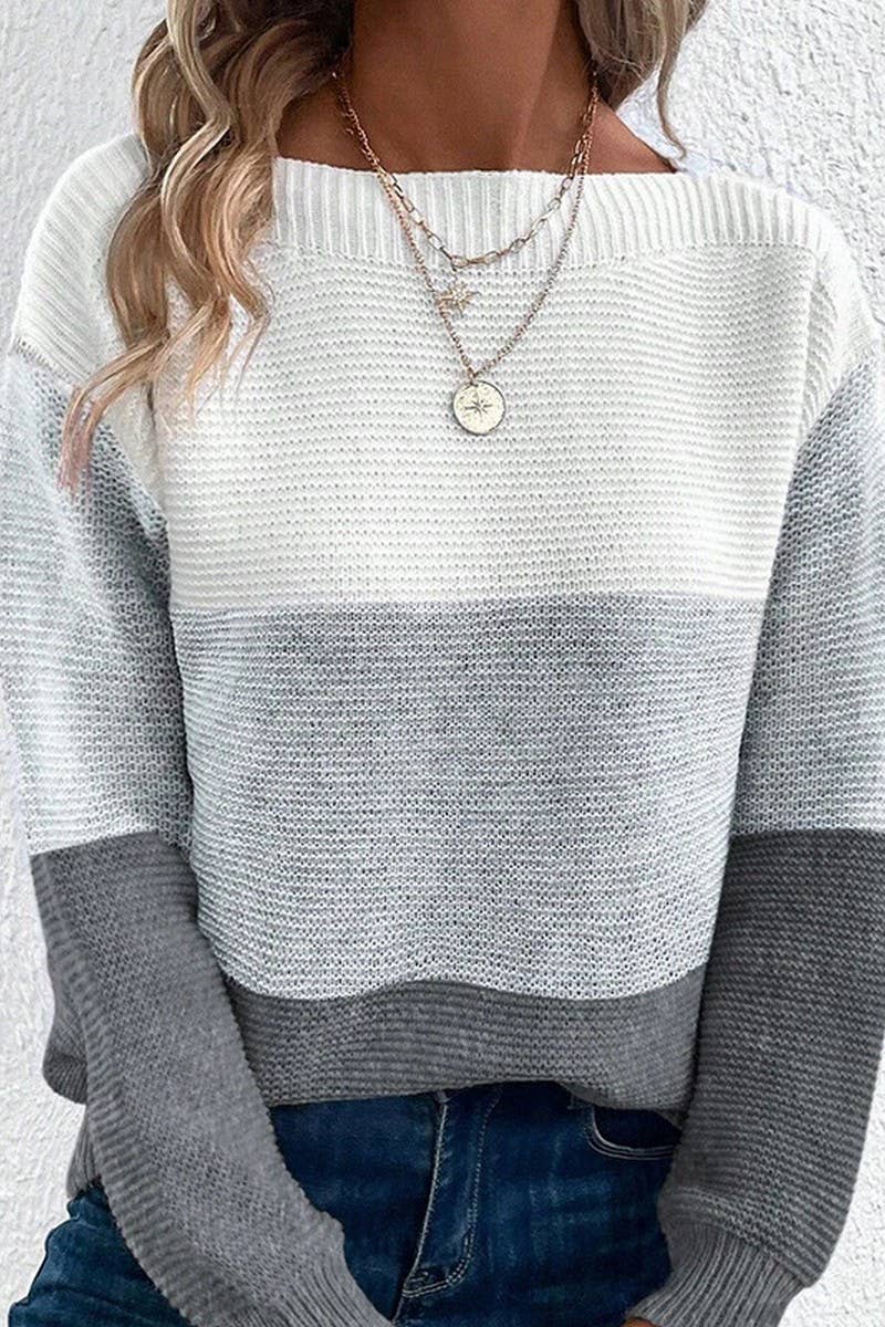 CWOSWL07648_CONTRAST COLOR PANELED CREW NECK KNIT TOP