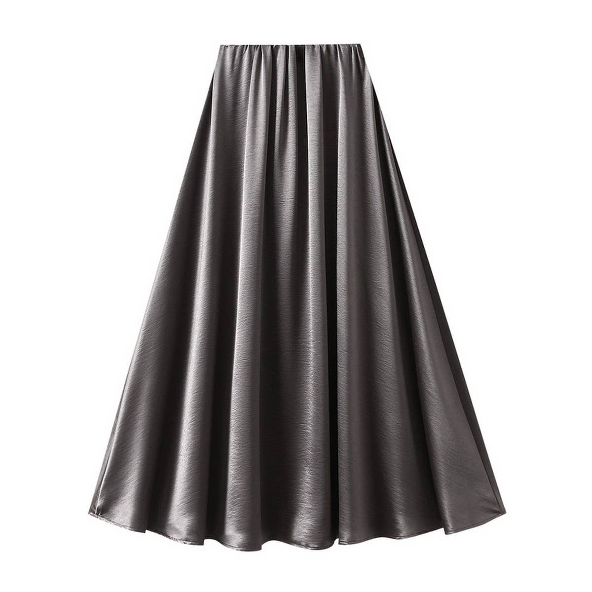 SATIN DRAPE MAXI SKIRT A-LINE SKIRT