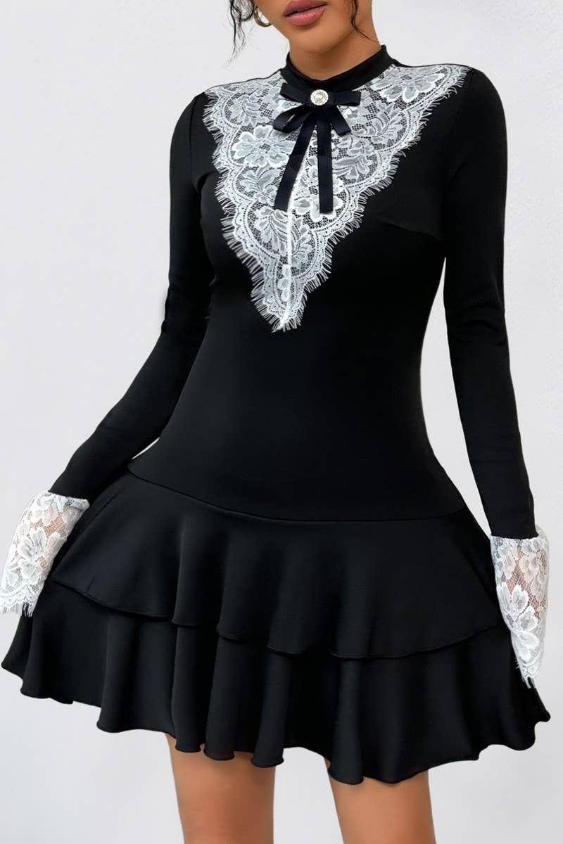 CWDSD8739_LACE PATCHWORK VINTAGE ELEGANT PARTY DRESS