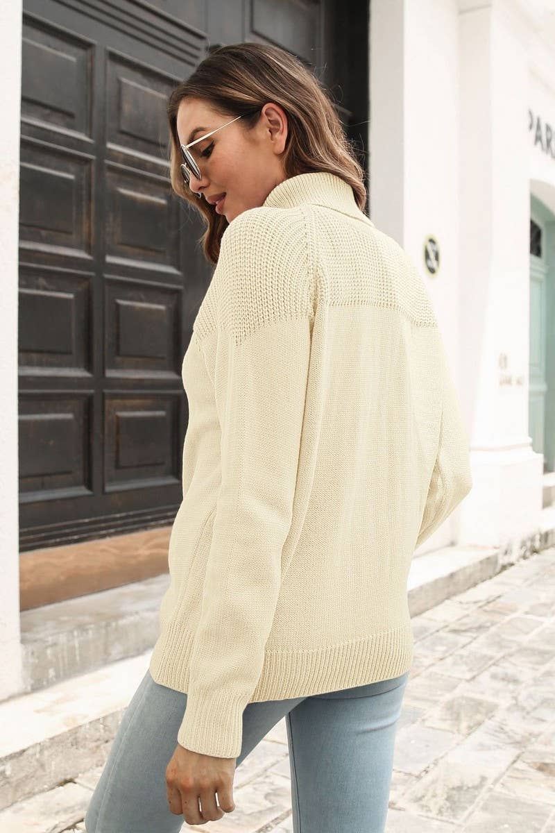 CWOSWL6855_AUTUMN AND WINTER LOOSE TURTLENECK SWEATER