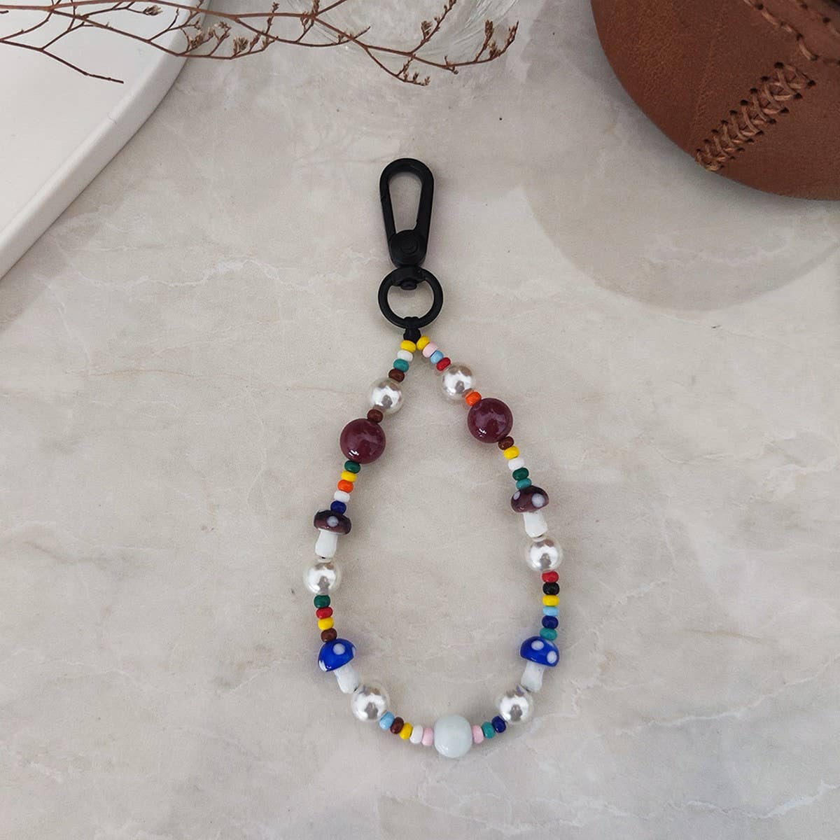 CWMM8724_COLORFUL MUSHROOM BEADED KEYCHAIN PENDANT