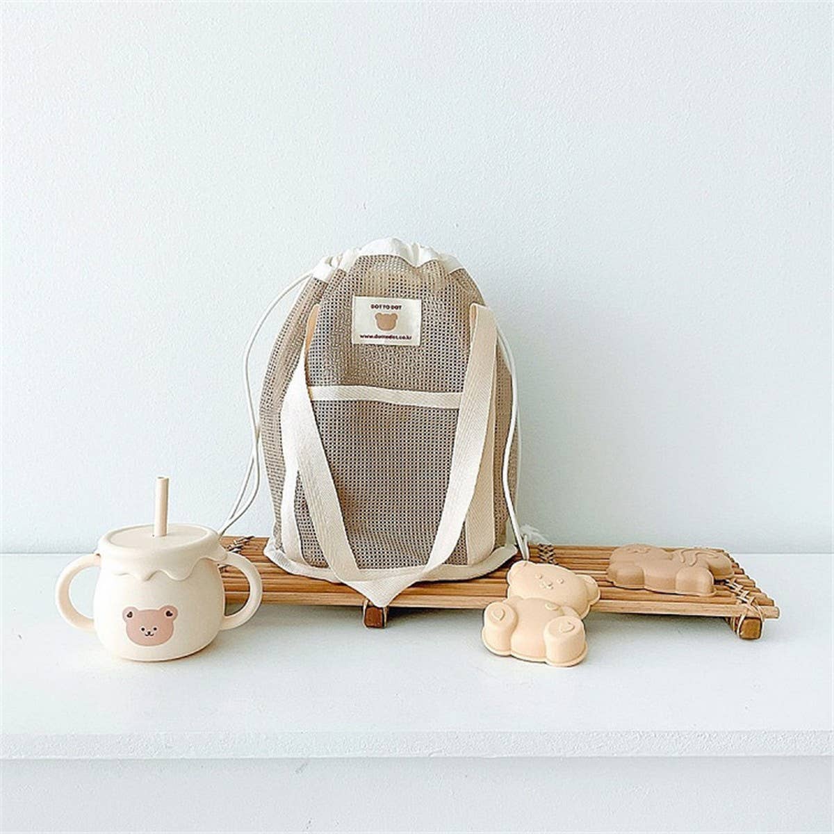 MESH DRAWSTRING BEACH BAG BREATHABLE STORAGE BAG_CWAB1925