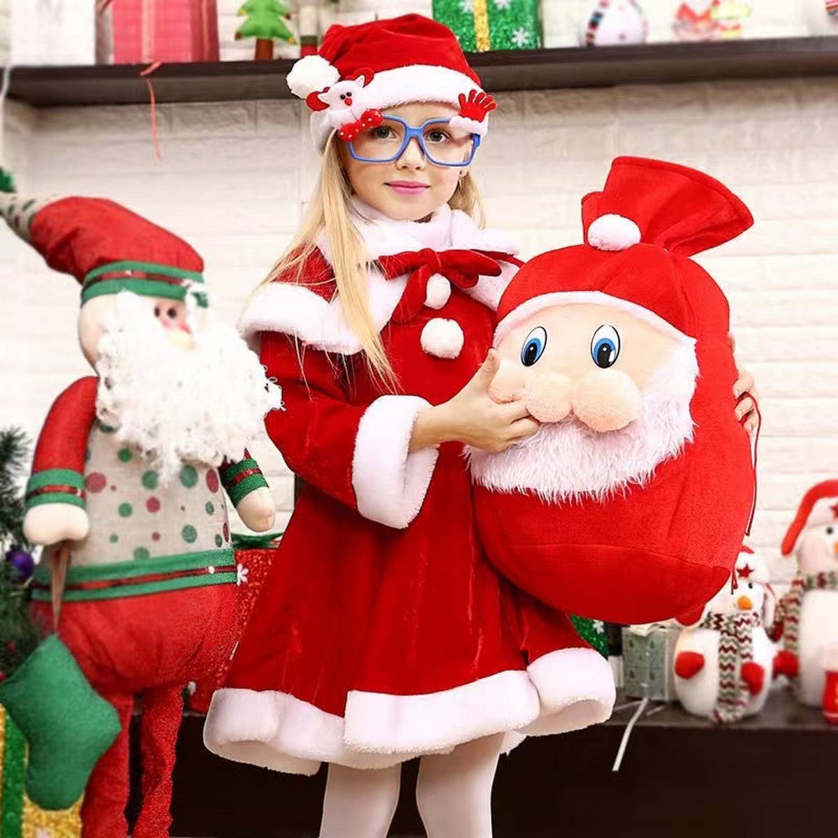 CWMM9696_SANTA CLAUS SMILEY FACE ORNAMENT BACKPACK BAG