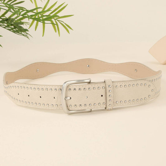 Double-row rivet trendy women's belt