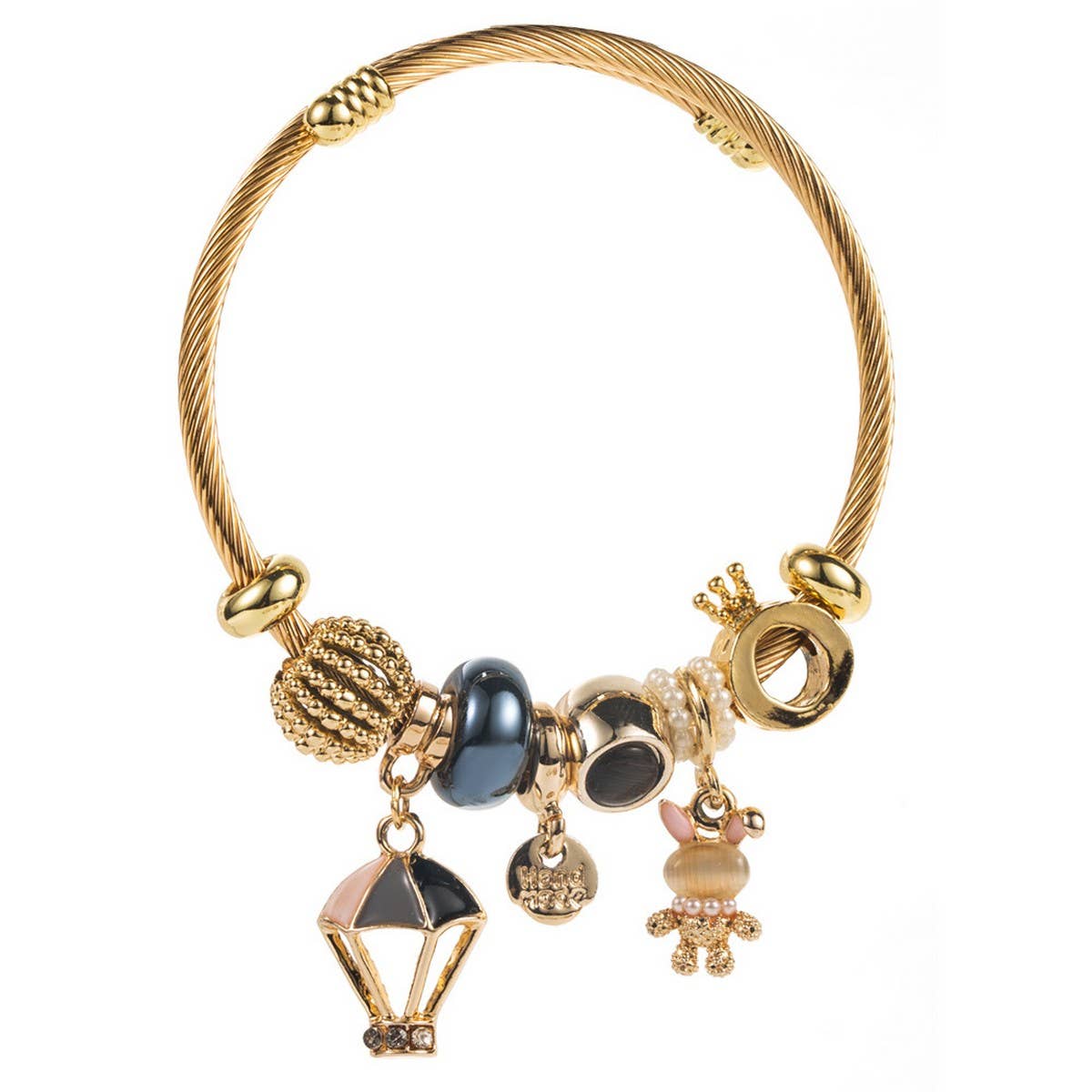 Rhinestone Balloon & Bunny Alloy Bracelet