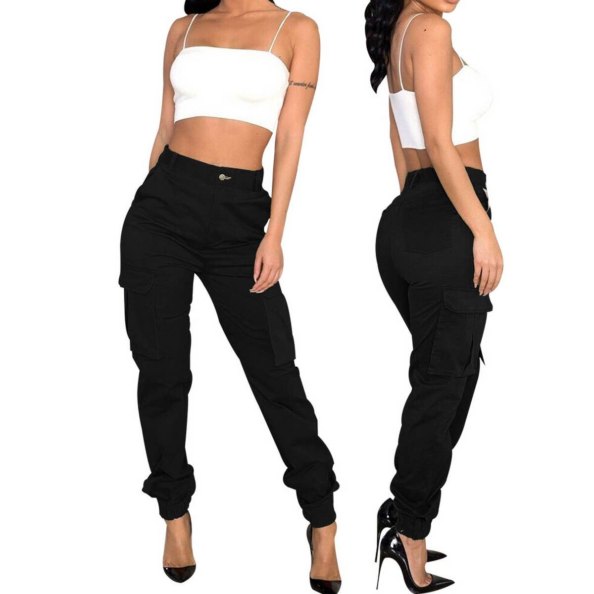 WOMENS SLIM FITTING CAMOUFLAGE PRINTED PANTS_CWBLP0383