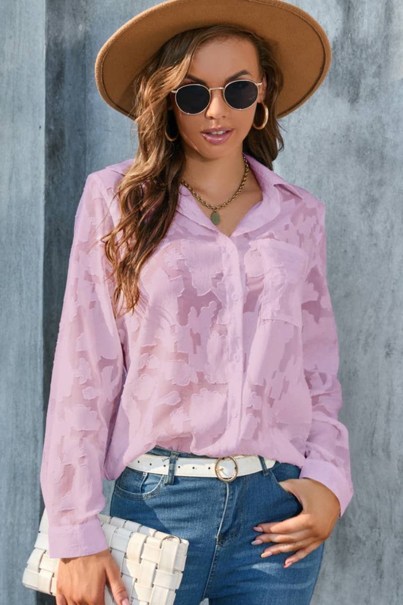 CWTSTL2123_SEXY CASUAL SEE-THROUGH LONG SLEEVE SHIRT TOP