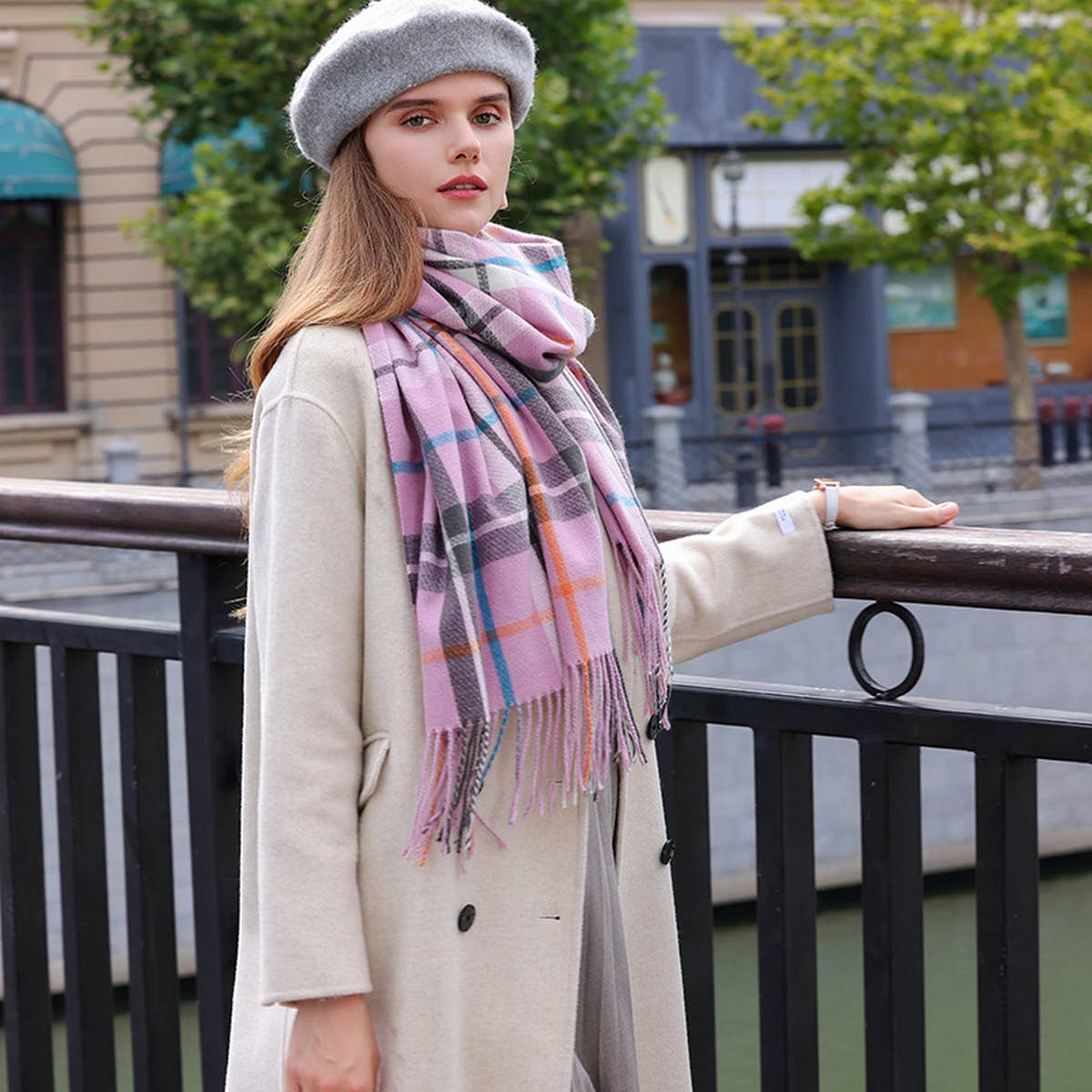 Women's Double Face Plaid Scarf - Winter Warmth