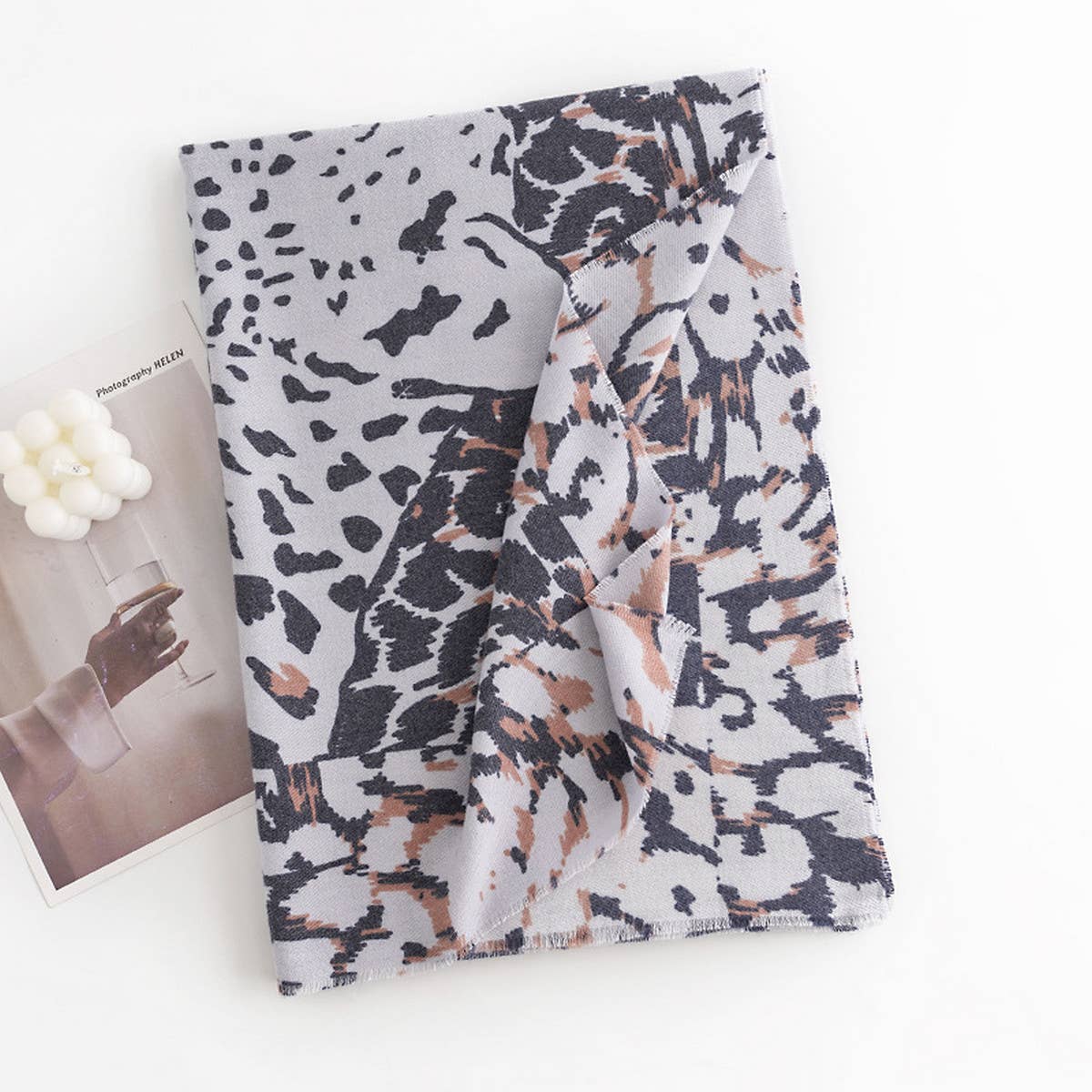 Leopard Print Scarf for Women - Chic Winter Warmth