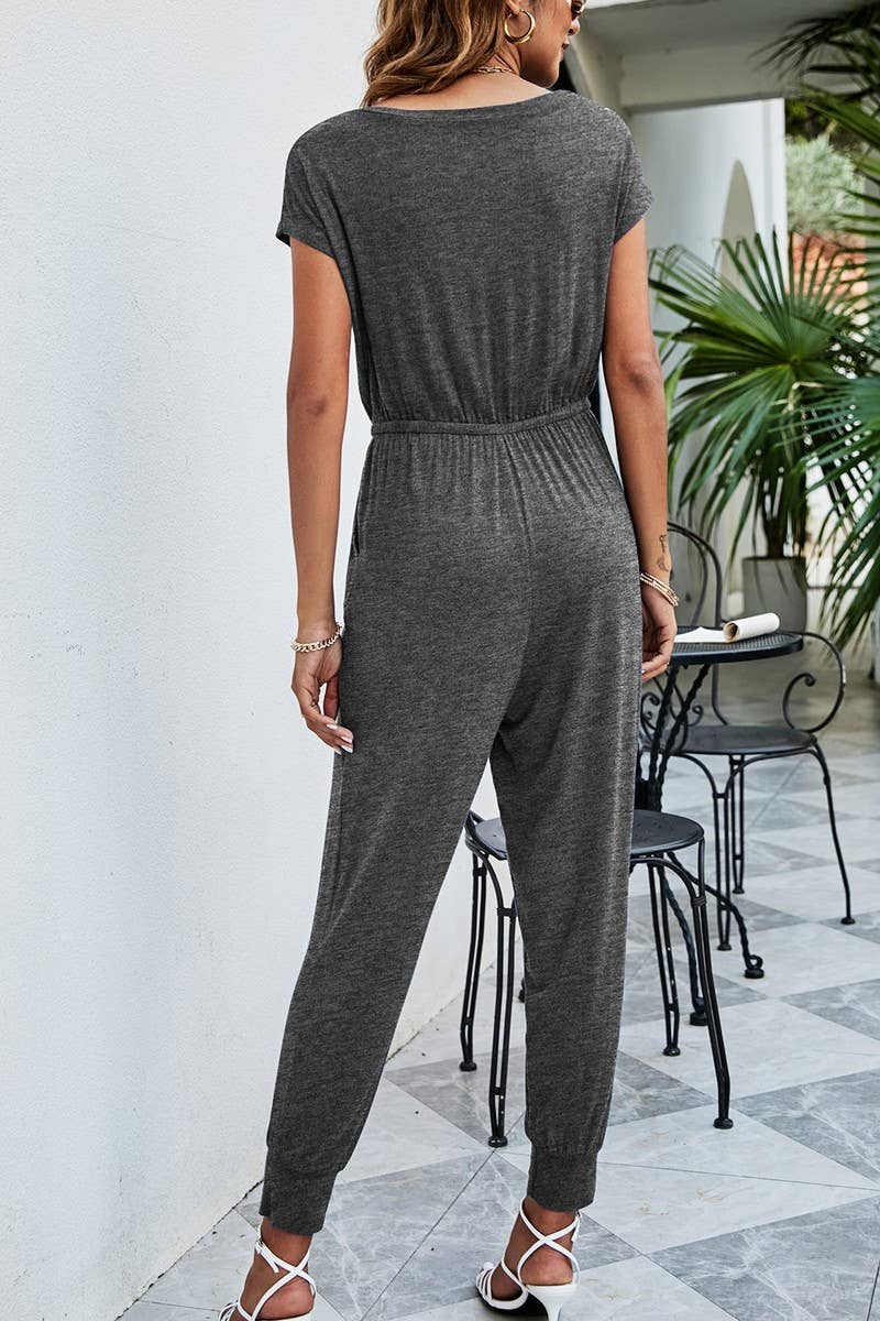 CWSJS0442_Round neck off The Shoulder Short Sleeve Jumpsuits