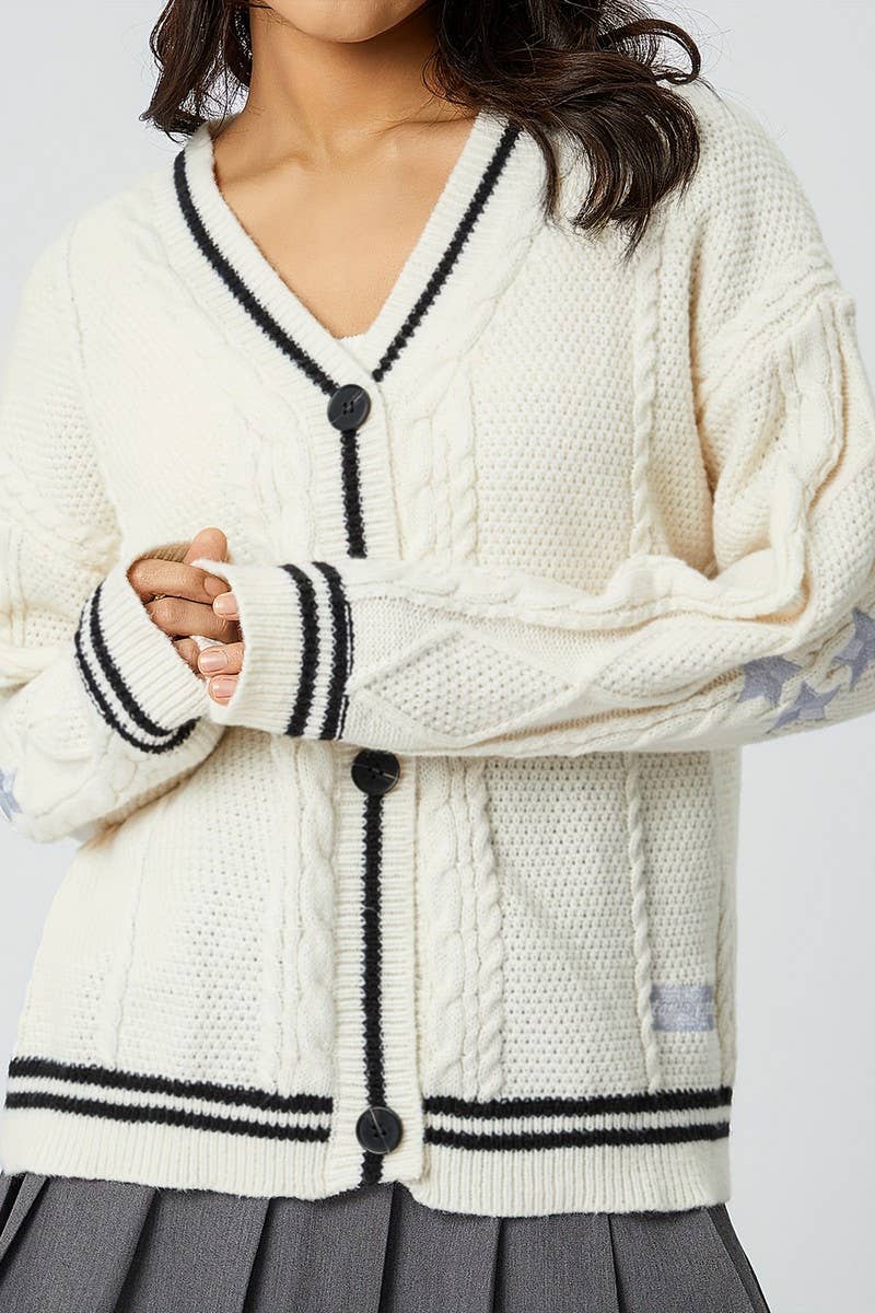 CWOCAL1794_SINGLE BREASTED KNIT EMBROIDERED CARDIGAN