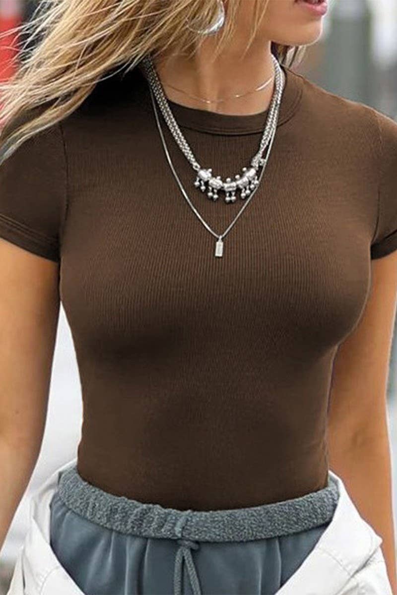 CWTTS1433_SUMMER CASUAL SOLID COLOR SHORT-SLEEVED T-SHIRT