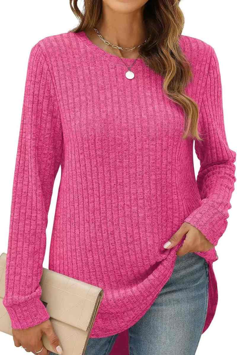 CWOSWL6553_CREW-NECK WOOLEN LONG-SLEEVED SWEATER