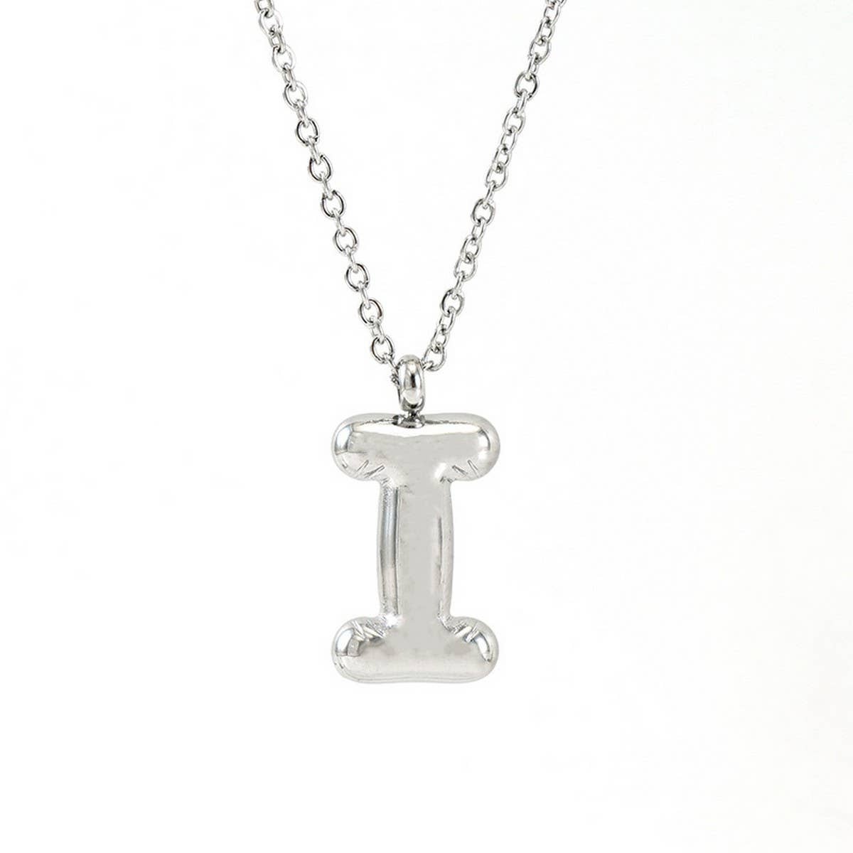 CWAJE1946_Steel Color Bubble Letter Necklace