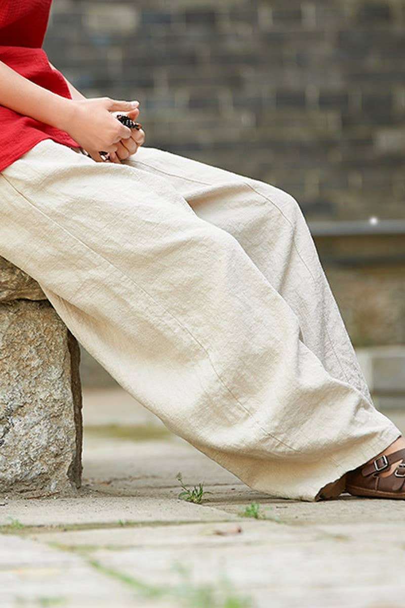 CWBLP1375_COTTON AND LINEN WASHED LOOSE CASUAL BLOOMERS