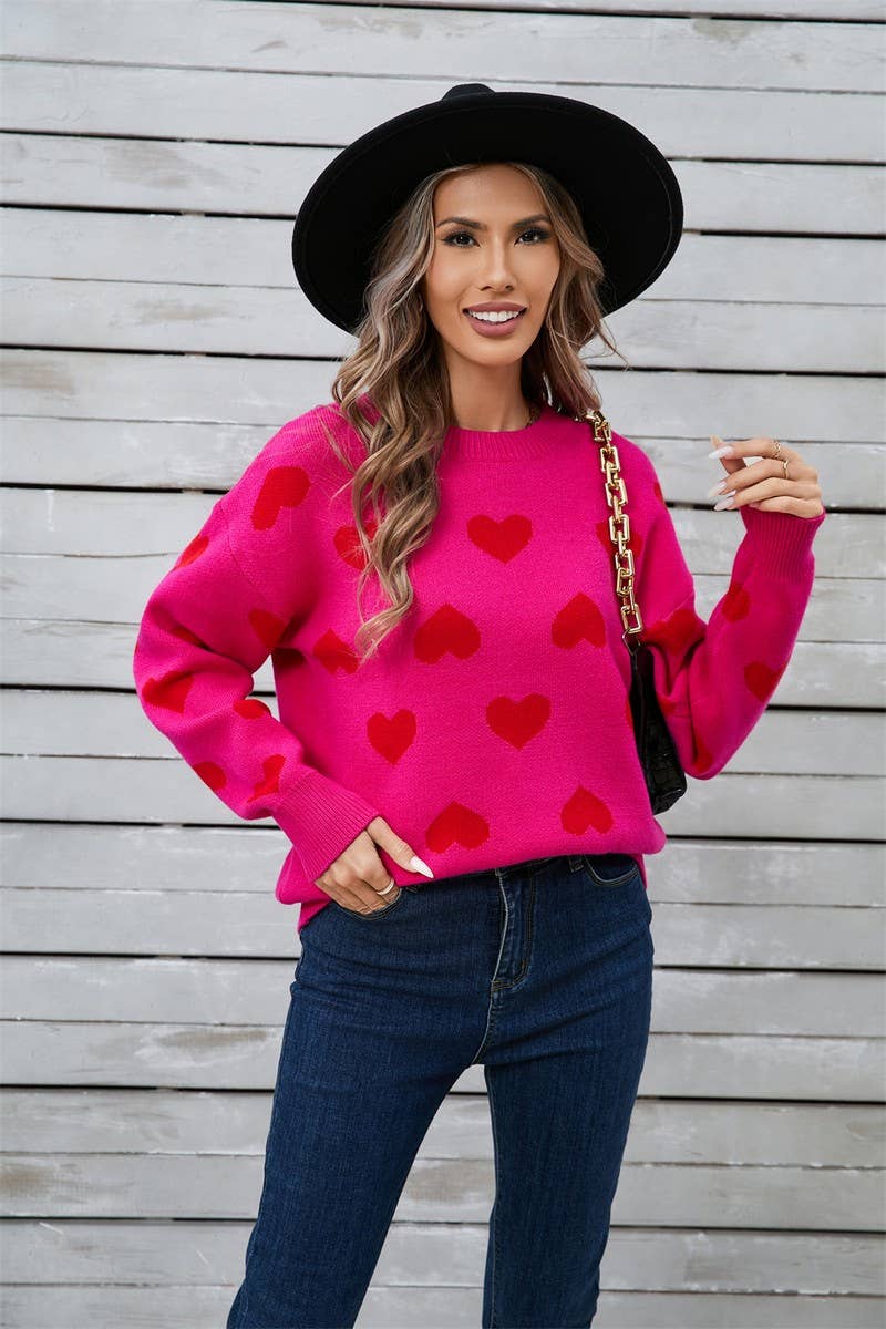 CWOSWL5777_VALENTINE'S DAY ROUND NECK HEART SWEATER