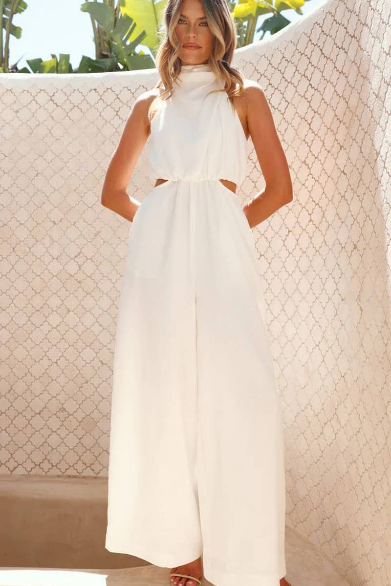 CWSJS1527_SOLID HALTER TIE-BACK JUMPSUIT WITH WIDE LEGS