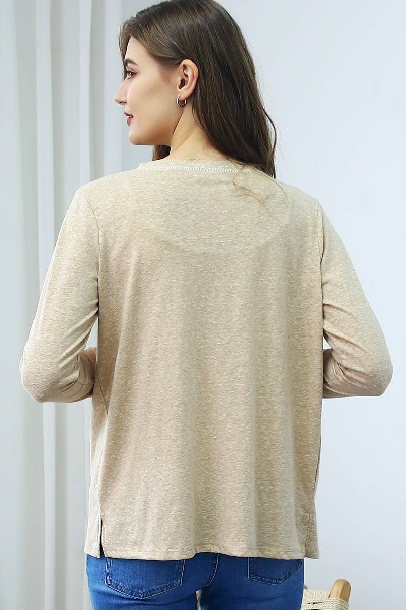 CWOCAL542_SOFT COLOR CONTRAST OVERLOCK KNIT CARDIGAN