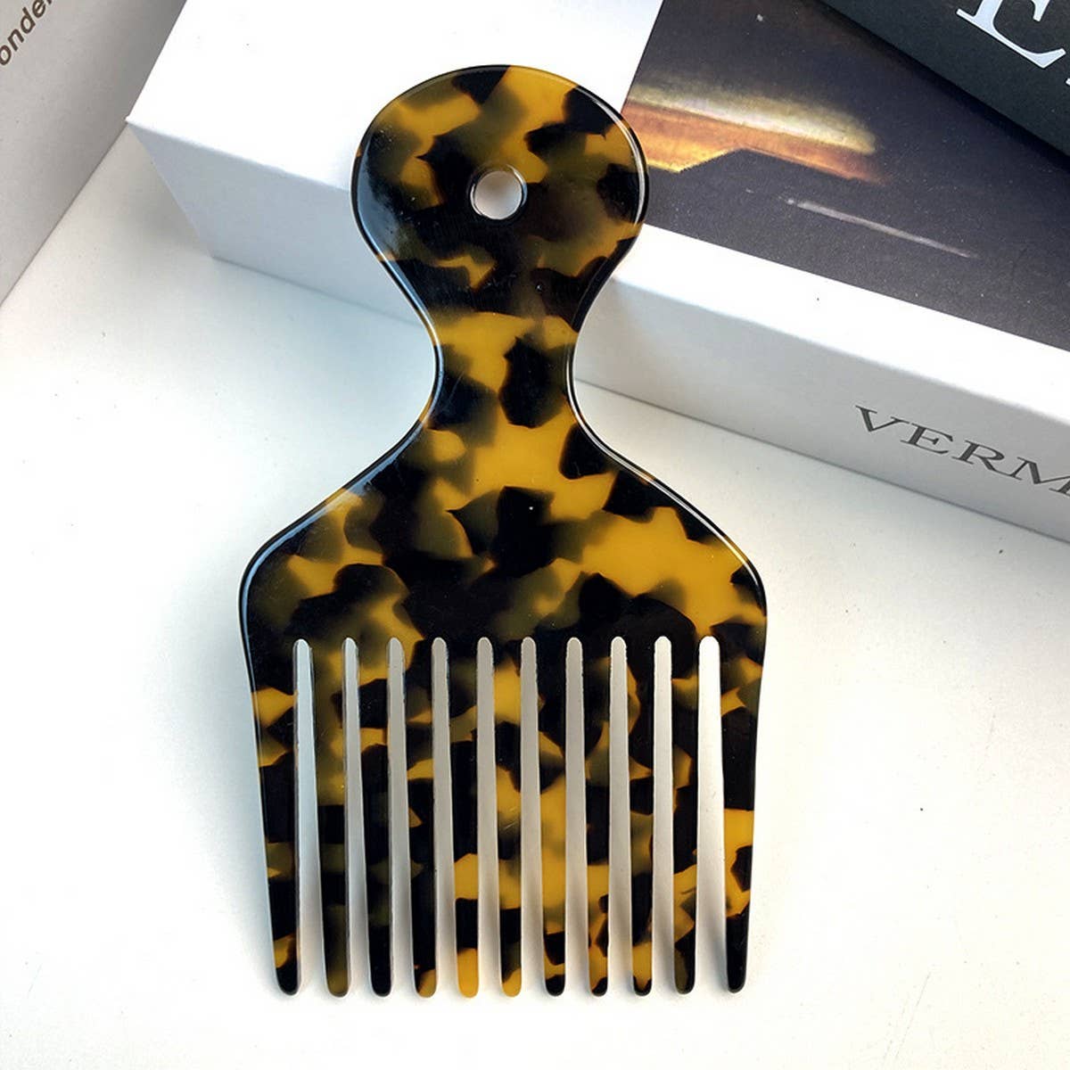 Chic Acetate Geometric Comb, Retro Long Handle_CWMM6435