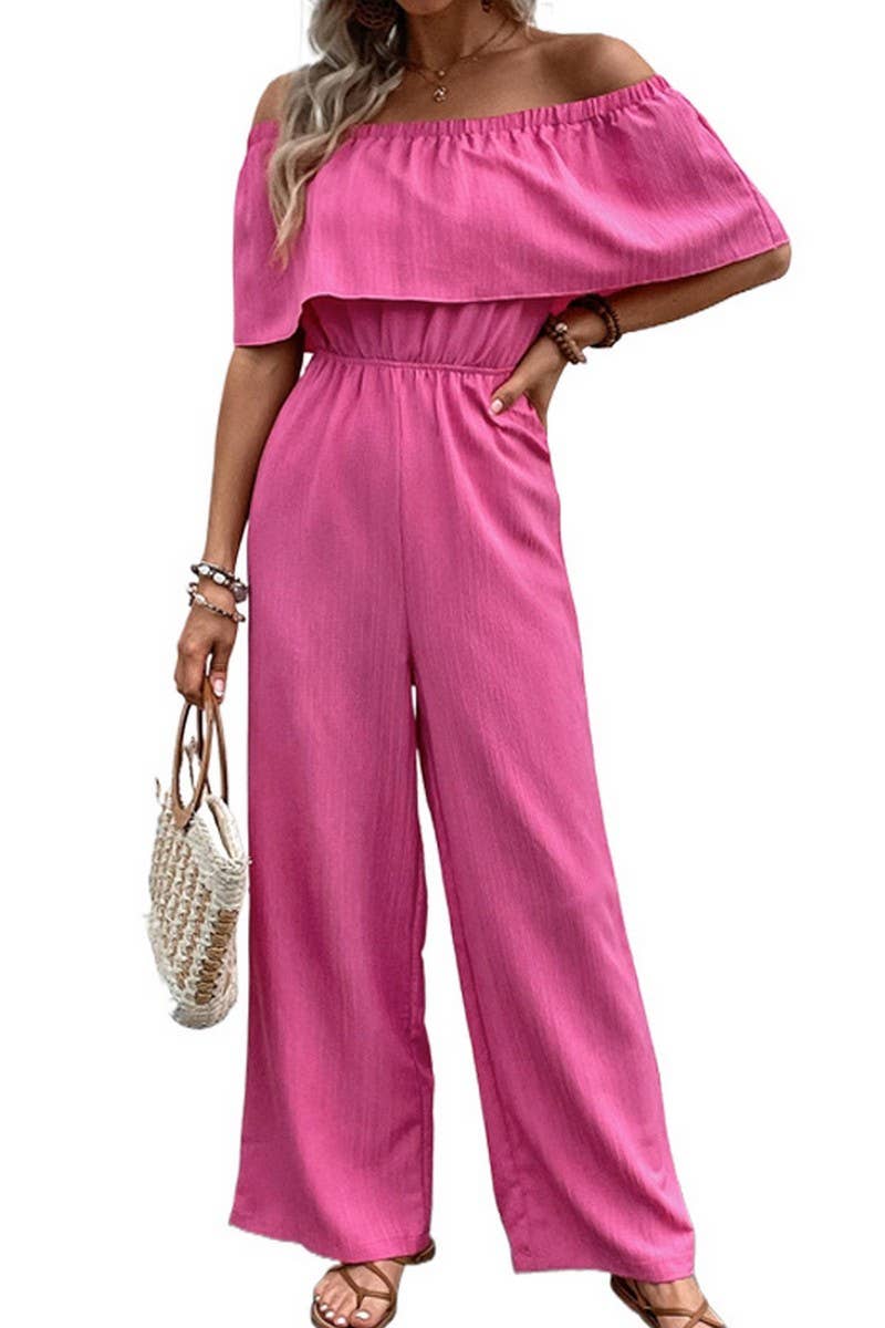 CWSJS0809_SOLID COLOR OFF-THE-SHOULDER WIDE-LEG JUMPSUIT