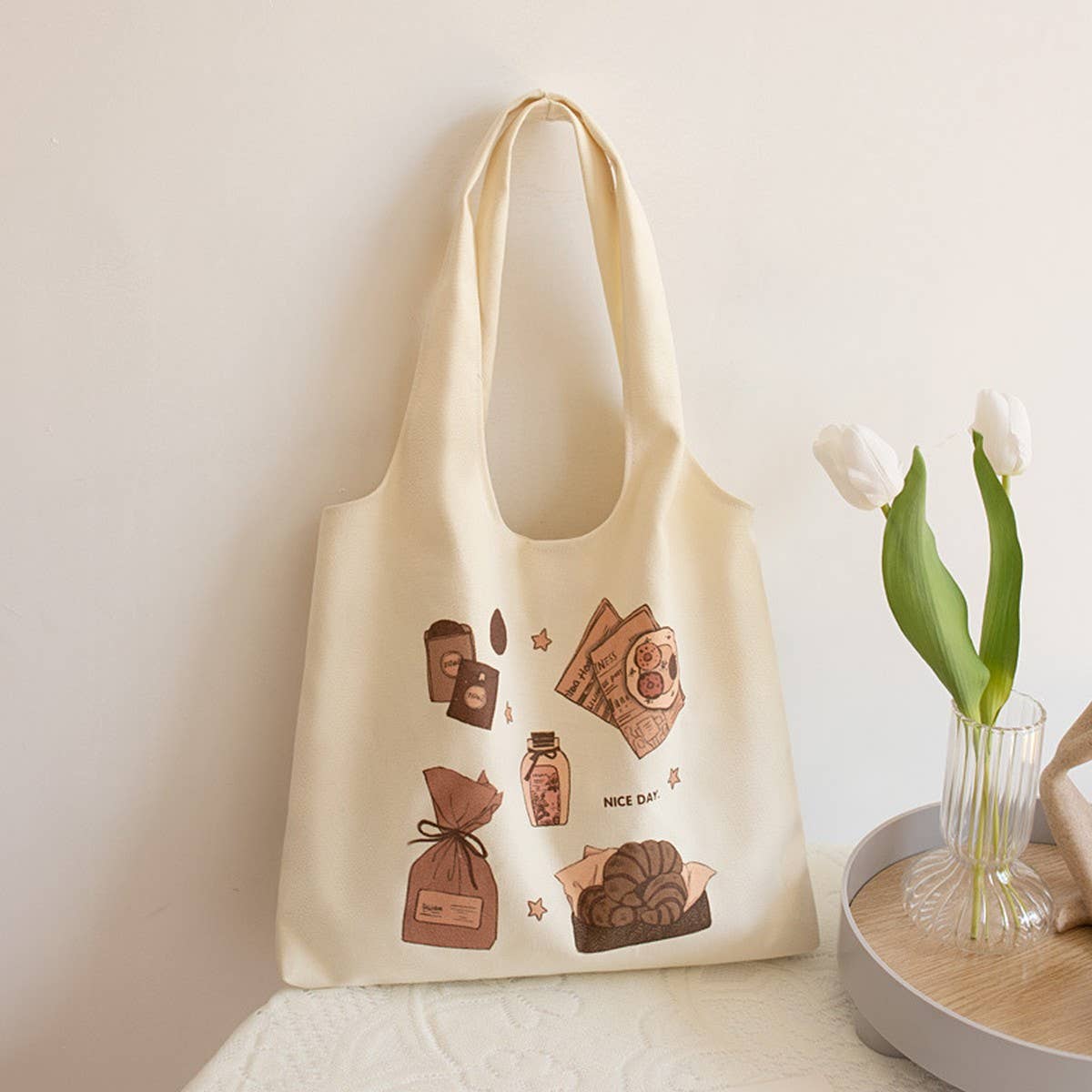 Literary Style Canvas Tote Bag for Women, Large_CWAB5654