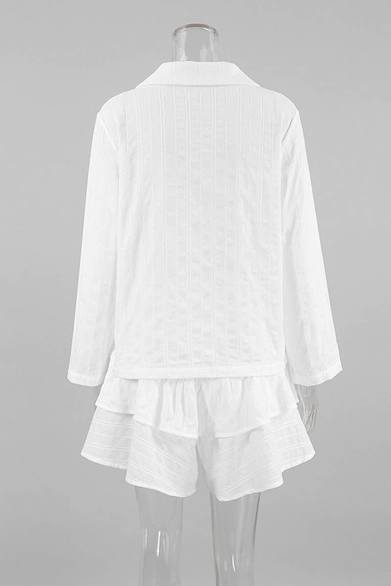 CWSPJ0175_LONG-SLEEVED SHORTS PAJAMAS AND HOME WEAR SET