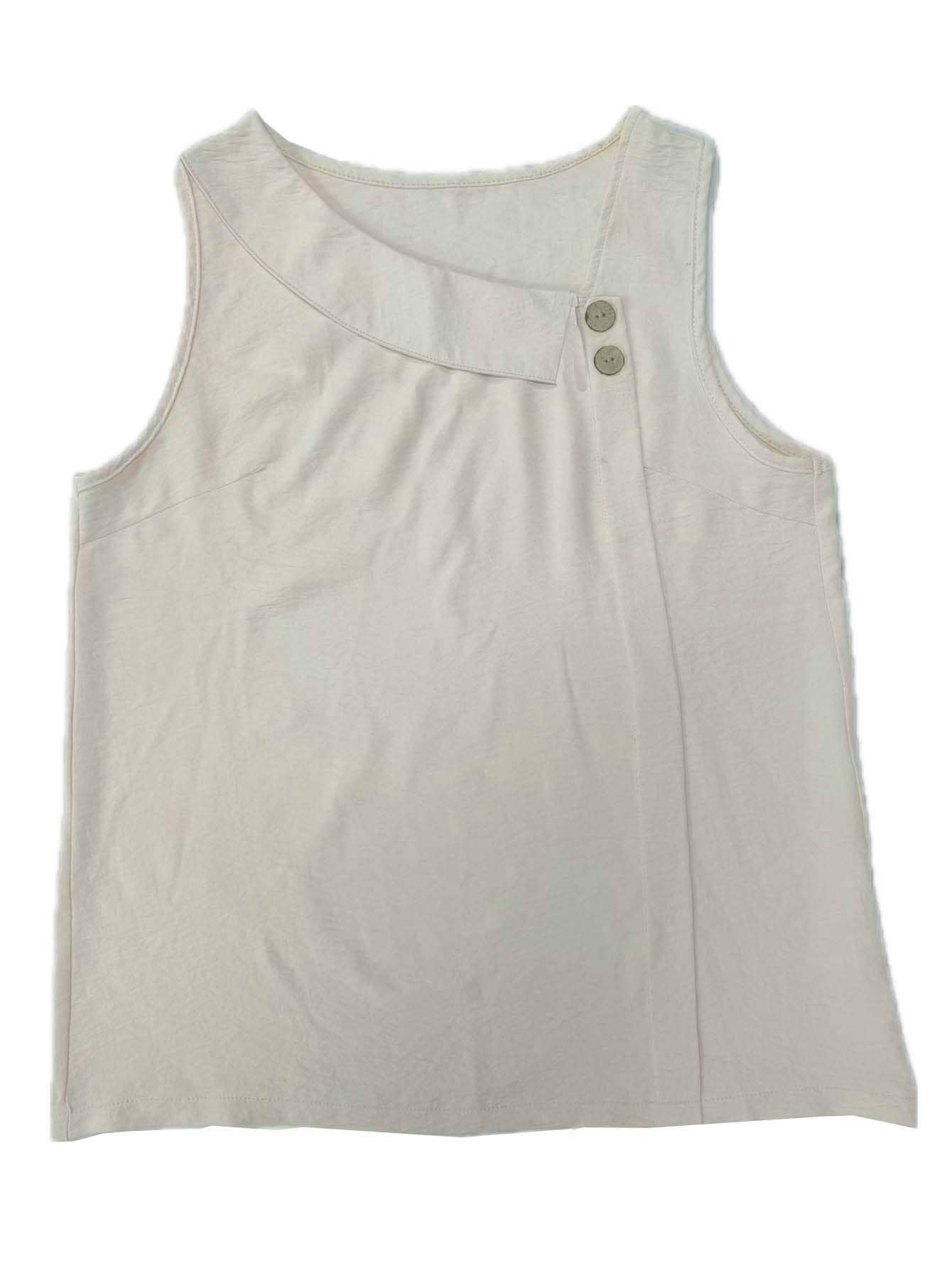 Casual slanted neck sleeveless pullover T-shirt