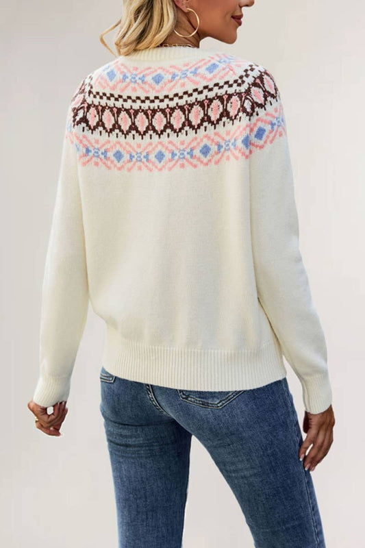 CWOSWL5852_VINTAGE LOOSE CREW NECK LONG-SLEEVED SWEATER