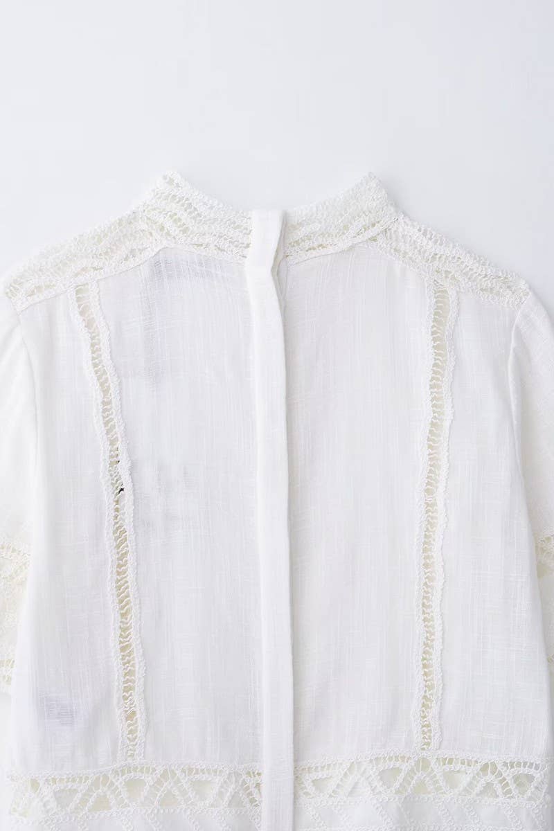 CWSBSS0062_CROCHETED SHORT-SLEEVED SHIRT + SKIRT GENTLE SUIT