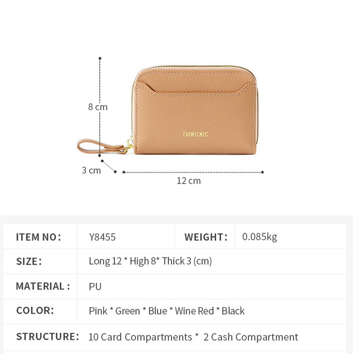 CUTE MINIMALIST LARGE CAPACITY ZIPPERED WALLET_CWAB1625