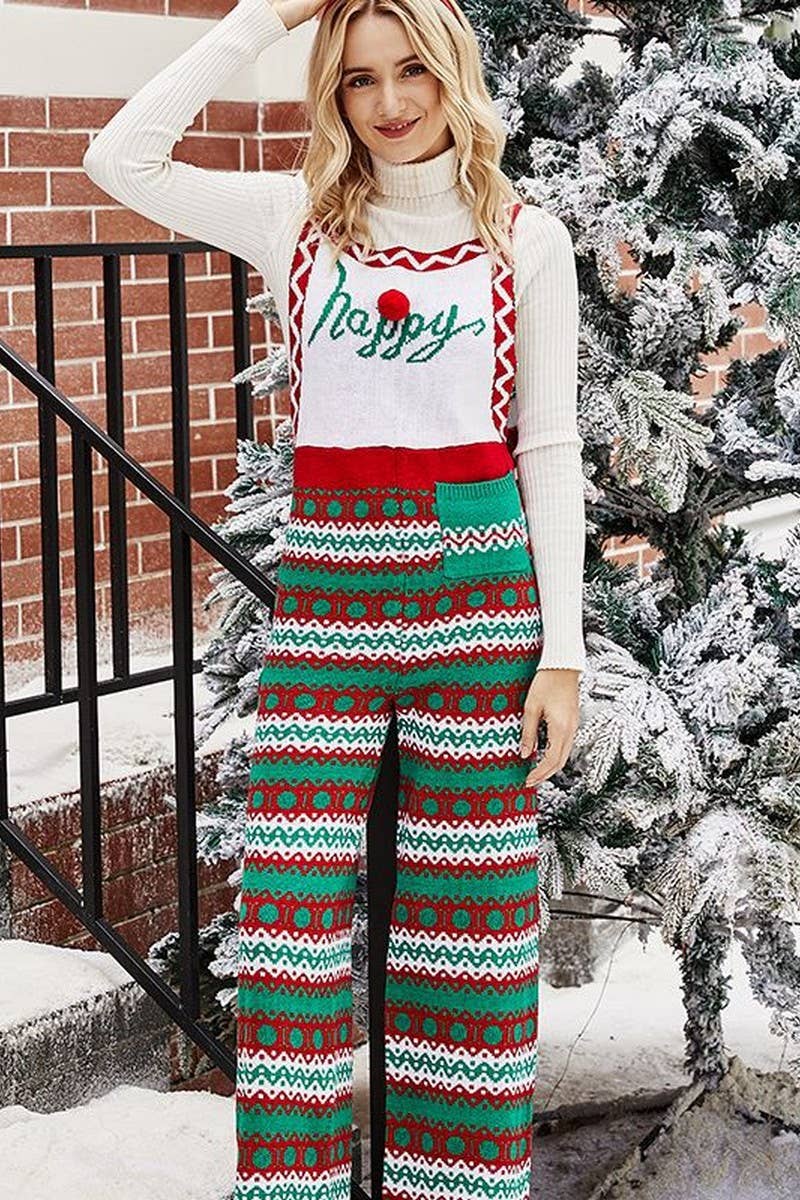 CWSJS0993_CHRISTMAS SNOWFLAKE KNITTED JUMPSUIT