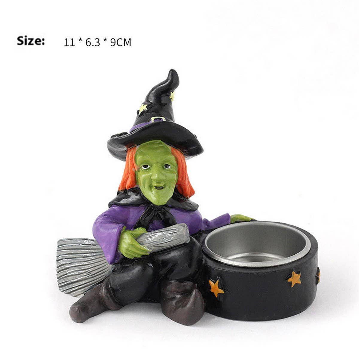 Halloween Witch Skull Candle Holder Decor_CWMM9877
