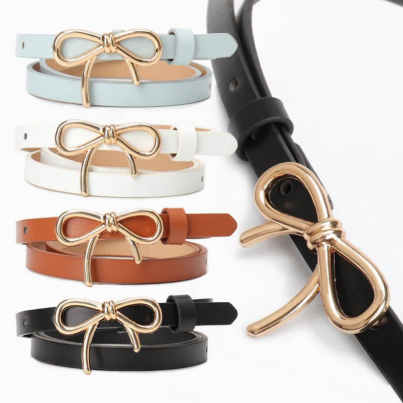 Bow-knot golden buckle versatile dress belt