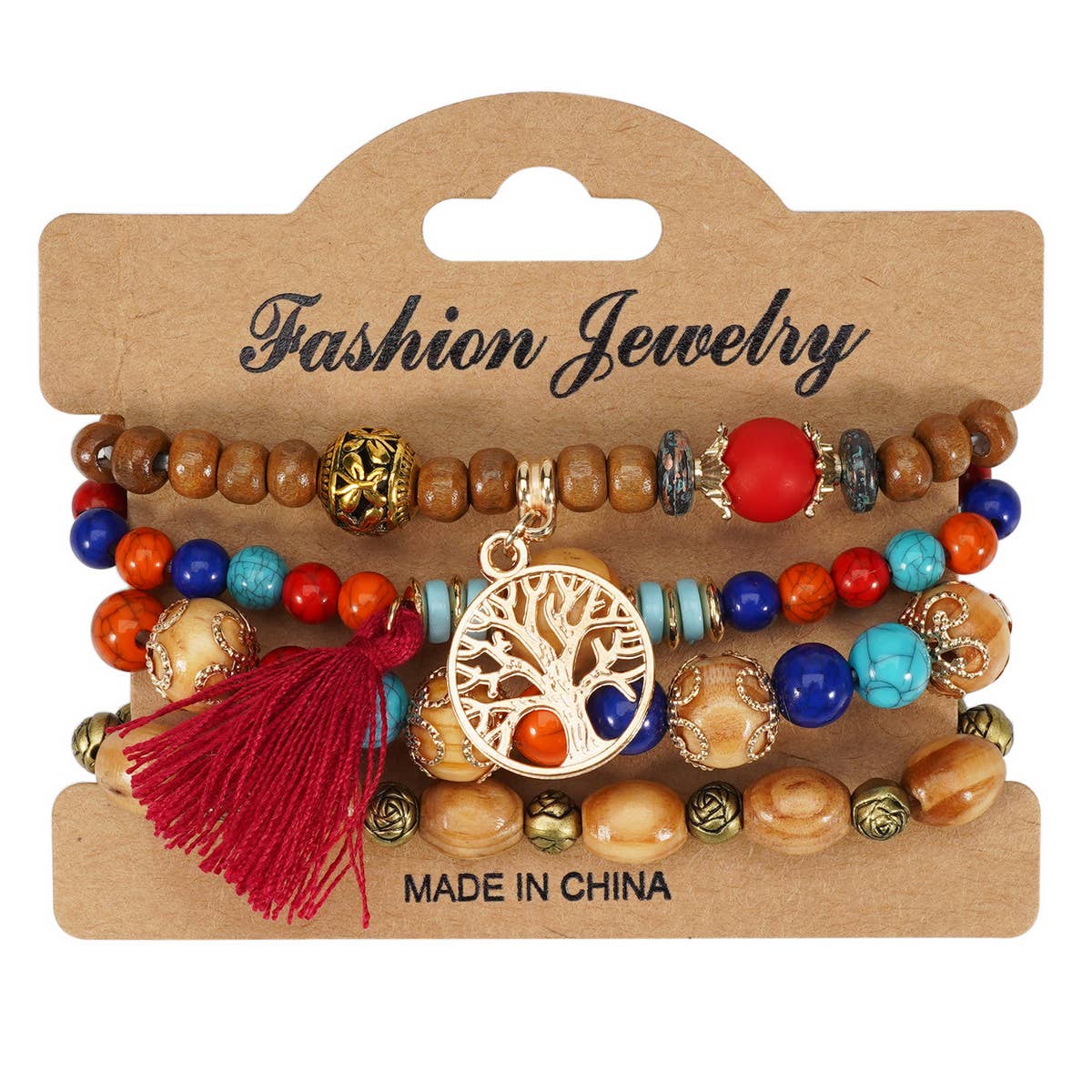 ROSE HANDMADE WOODEN BEAD BRACELET