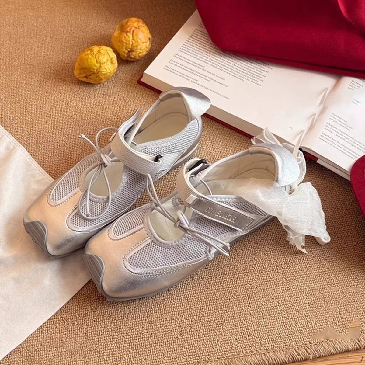 Sheepskin Lace-Up Sporty Mary Jane Shoes