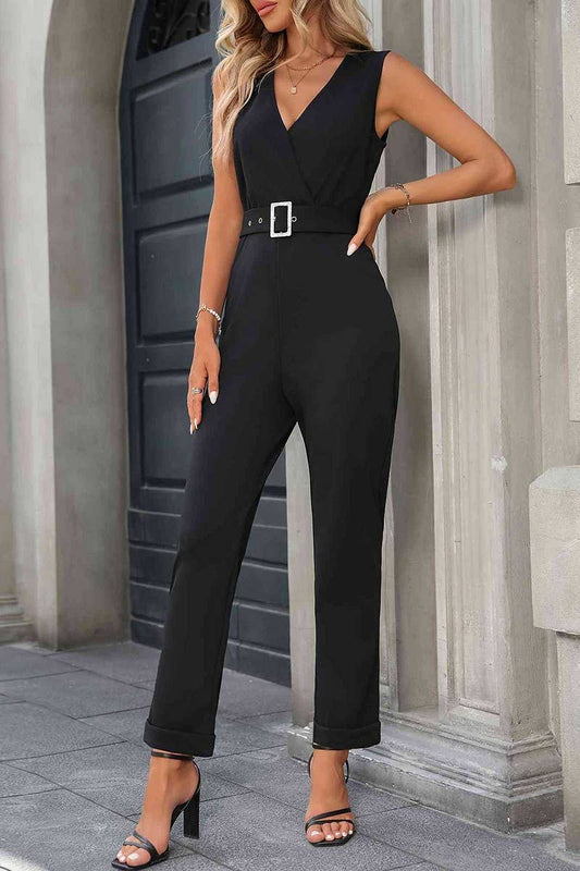 CWSBSSL0131_COMMUTER FASHION KNITTED CROSS COLLAR JUMPSUIT