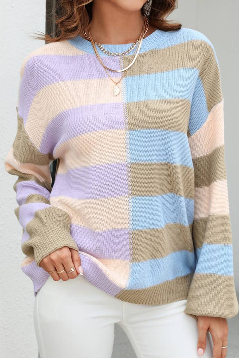 CWOSWL1674_Crew Neck Long Sleeve Pullover Sweater
