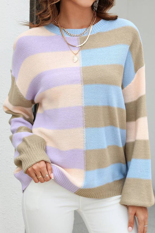 CWOSWL1674_Crew Neck Long Sleeve Pullover Sweater