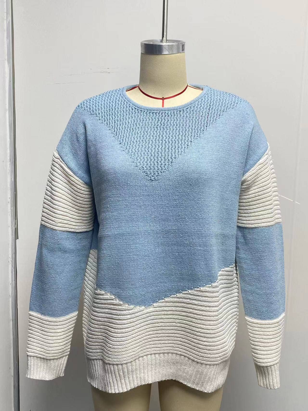 CREW-NECK COLOR MATCHING BASE PULLOVER SWEATER
