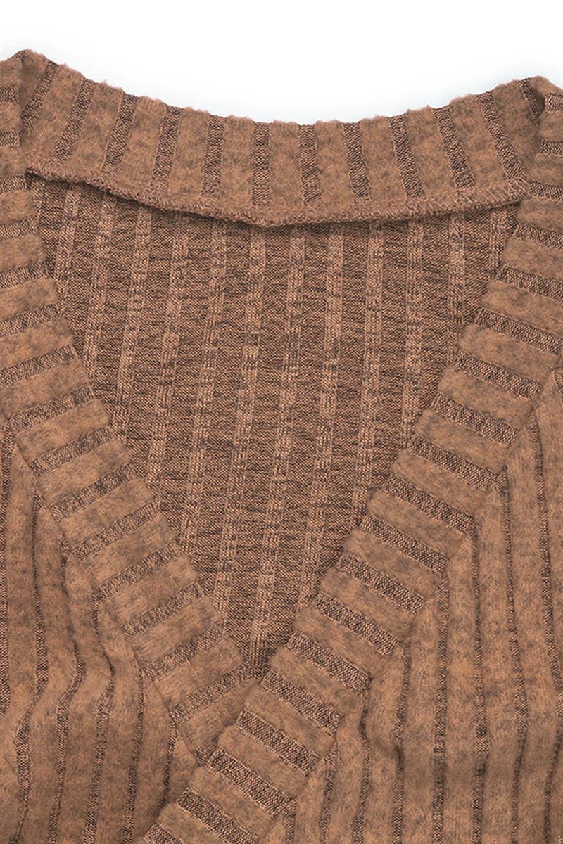 CWSTB1071_V-NECK LONG-SLEEVED SOLID COLOR TEXTURE SUIT