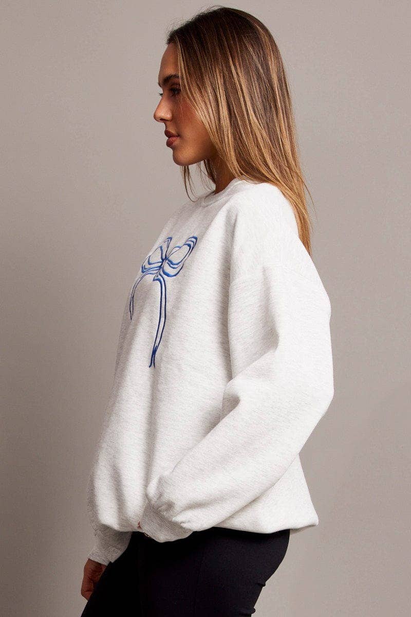 Bow round-neck long-sleeved pullover sweater