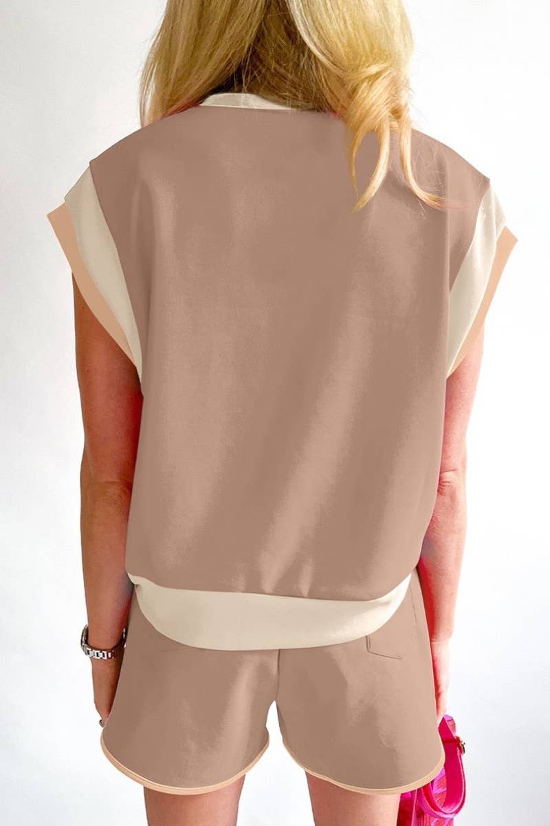 CWSS0638_CASUAL SLEEVELESS CREW NECK TOP SHORTS SUIT