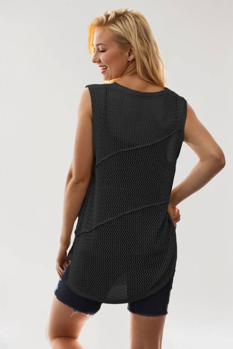 CWTBLSL0297_CUT-OUT SLEEVELESS KNIT CREW NECK TOP