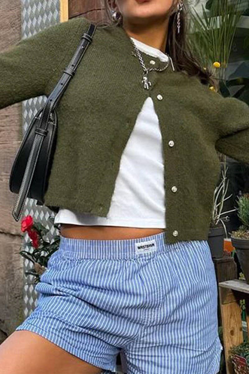 CWOCAL00745_SOLID CREW NECK LONG SLEEVE KNIT CARDIGAN